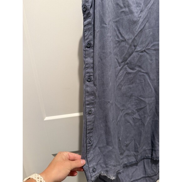 Anthropologie Cloth & Stone Small Chambray Side Button Up Tank Dress Sleeveless - Picture 2 of 6